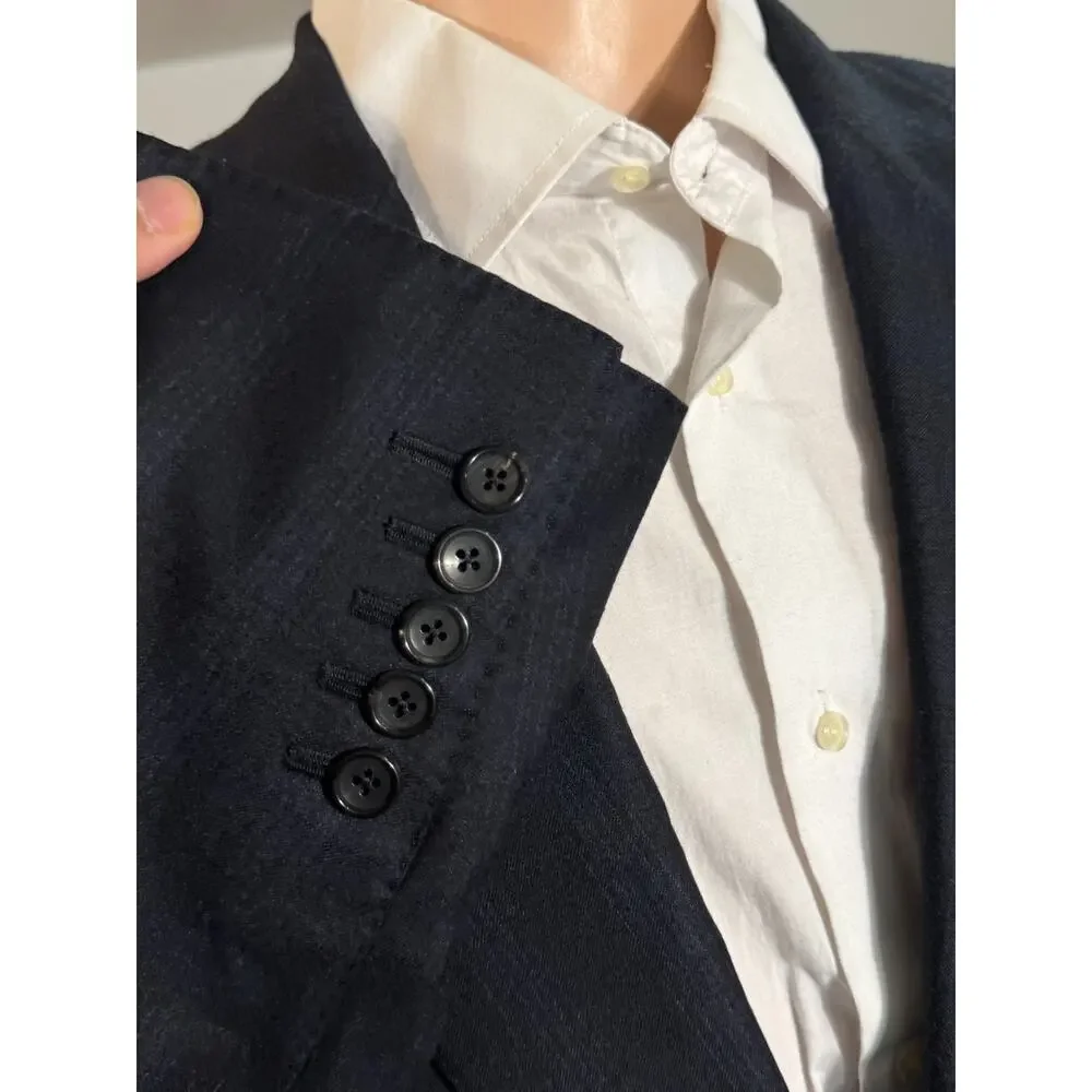 New Tom Ford Windsor Peak Lapel Navy Plaid Flannel Blazer Sportcoat 56IT 46R US